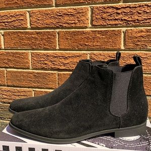 ASOS chelsea boots in black faux suede